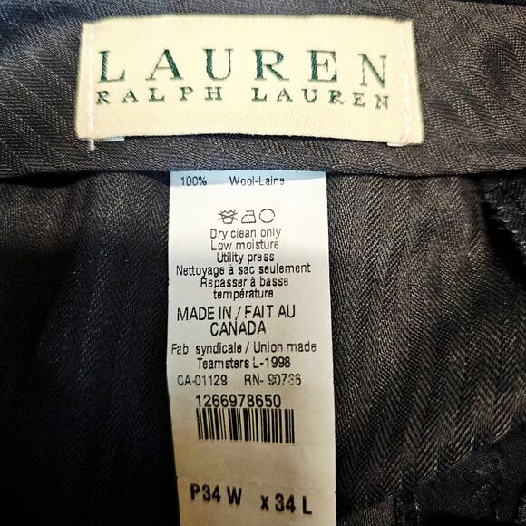 Lauren Ralph Lauren Black Wool Tuxedo Suit 40L Jacket 34x34 pant satin lapel - Picture 13 of 16